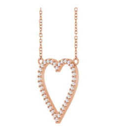 88611 Necklace Set 14K Rose Round Natural Diamond 19.7 X 16.7 Mm 1.2Mm 14 Ctw I1, G-H 18 In Polished 14 Ctw Natural Diamond Heart Necklace