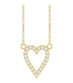 88611 Necklace Set 14K Yellow Round Natural Diamond 13.4 X 12.5 Mm 1.2Mm 16 Ctw I1, G-H 18 In Polished 16 Ctw Natural Diamond Heart Necklace
