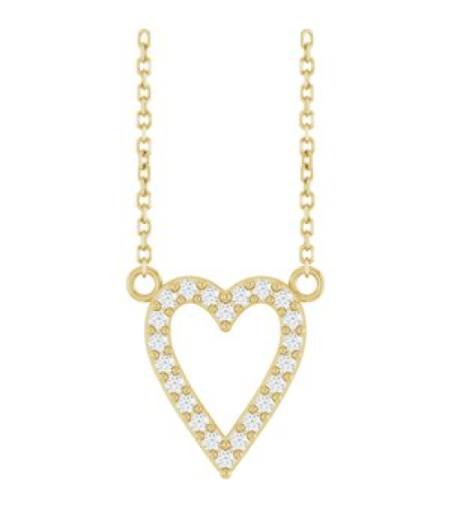 88611 Necklace Set 14K Yellow Round Natural Diamond 13.4 X 12.5 Mm 1.2Mm 16 Ctw I1, G-H 18 In Polished 16 Ctw Natural Diamond Heart Necklace