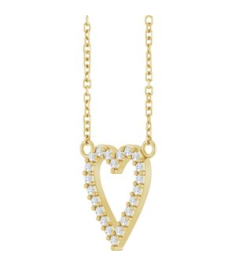 88611 Necklace Set 14K Yellow Round Natural Diamond 13.4 X 12.5 Mm 1.2Mm 16 Ctw I1, G-H 18 In Polished 16 Ctw Natural Diamond Heart Necklace