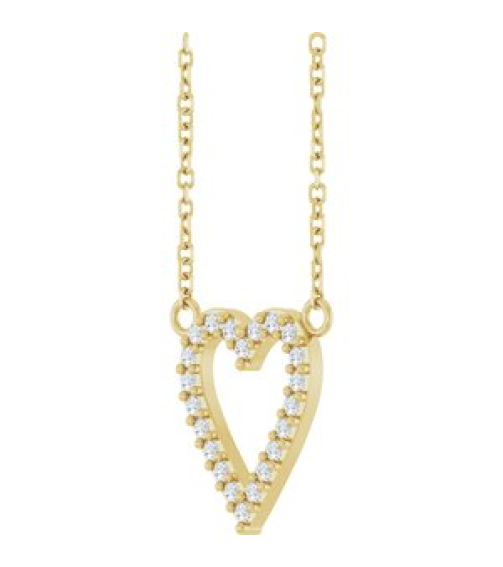 88611 Necklace Set 14K Yellow Round Natural Diamond 13.4 X 12.5 Mm 1.2Mm 16 Ctw I1, G-H 18 In Polished 16 Ctw Natural Diamond Heart Necklace
