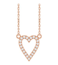 88611 Necklace Set 14K Rose Round Natural Diamond 13.4 X 12.5 Mm 1.2Mm 16 Ctw I1, G-H 18 In Polished 16 Ctw Natural Diamond Heart Necklace