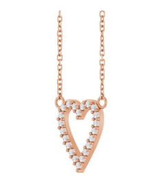 88611 Necklace Set 14K Rose Round Natural Diamond 13.4 X 12.5 Mm 1.2Mm 16 Ctw I1, G-H 18 In Polished 16 Ctw Natural Diamond Heart Necklace