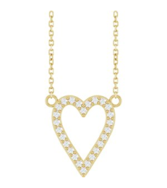 88611 Necklace Set 14K Yellow Round Natural Diamond 14.7 X 13.6 Mm 1.2Mm 16 Ctw I1, G-H 18 In Polished 16 Ctw Natural Diamond Heart Necklace