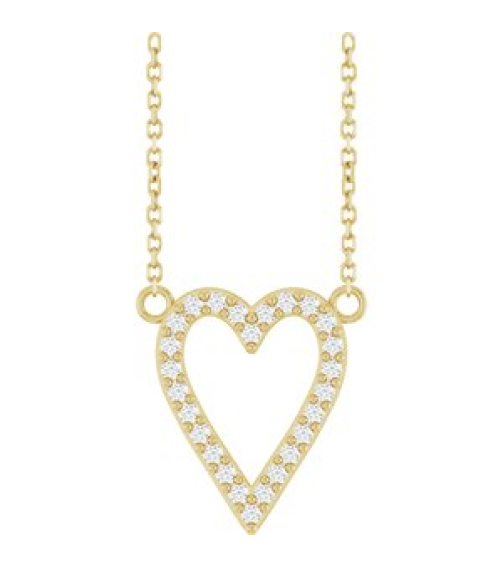 88611 Necklace Set 14K Yellow Round Natural Diamond 14.7 X 13.6 Mm 1.2Mm 16 Ctw I1, G-H 18 In Polished 16 Ctw Natural Diamond Heart Necklace