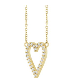 88611 Necklace Set 14K Yellow Round Natural Diamond 14.7 X 13.6 Mm 1.2Mm 16 Ctw I1, G-H 18 In Polished 16 Ctw Natural Diamond Heart Necklace