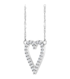 88611 Necklace Set 14K White Round Natural Diamond 14.7 X 13.6 Mm 1.2Mm 16 Ctw I1, G-H 18 In Polished 16 Ctw Natural Diamond Heart Necklace