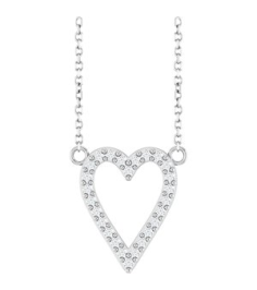 88611 Necklace Set Platinum Round Natural Diamond 14.7 X 13.6 Mm 1.2Mm 16 Ctw Si2-Si3, G-H 18 In Polished 16 Ctw Natural Diamond Heart Necklace