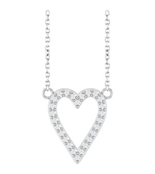 88611 Necklace Set Platinum Round Natural Diamond 14.7 X 13.6 Mm 1.2Mm 16 Ctw Si2-Si3, G-H 18 In Polished 16 Ctw Natural Diamond Heart Necklace