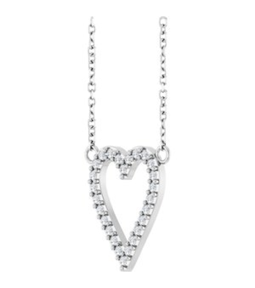88611 Necklace Set Platinum Round Natural Diamond 14.7 X 13.6 Mm 1.2Mm 16 Ctw Si2-Si3, G-H 18 In Polished 16 Ctw Natural Diamond Heart Necklace