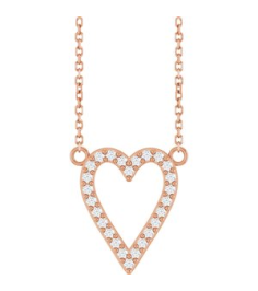 88611 Necklace Set 14K Rose Round Natural Diamond 14.7 X 13.6 Mm 1.2Mm 16 Ctw I1, G-H 18 In Polished 16 Ctw Natural Diamond Heart Necklace
