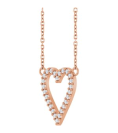 88611 Necklace Set 14K Rose Round Natural Diamond 14.7 X 13.6 Mm 1.2Mm 16 Ctw I1, G-H 18 In Polished 16 Ctw Natural Diamond Heart Necklace
