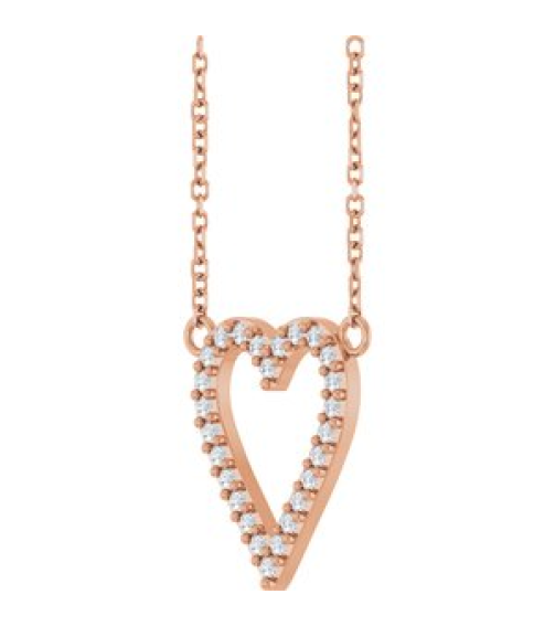 88611 Necklace Set 14K Rose Round Natural Diamond 14.7 X 13.6 Mm 1.2Mm 16 Ctw I1, G-H 18 In Polished 16 Ctw Natural Diamond Heart Necklace