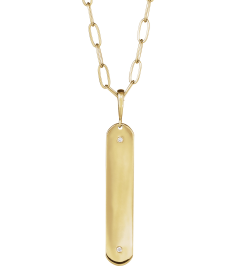 88540 Necklace Set 14K Yellow Round Natural Diamond 1Mm .0075 Ctw I1, G-H 18 In Polished .0075 Ctw Natural Diamond Engravable Elongated Bar Necklace