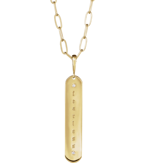 88540 Necklace Set 14K Yellow Round Natural Diamond 1Mm .0075 Ctw I1, G-H 18 In Polished .0075 Ctw Natural Diamond Engravable Elongated Bar Necklace