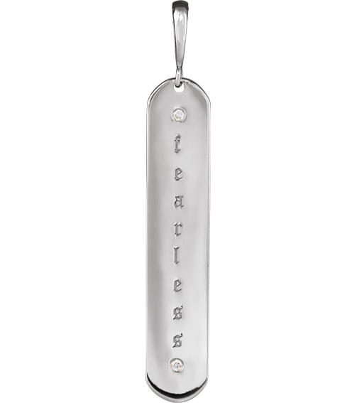 88540 Pendant Set Sterling Silver Round Natural Diamond 1Mm .0075 Ctw I1, G-H Polished .0075 Ctw Natural Diamond Engravable Elongated Bar Pendant
