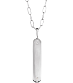 88540 Necklace Set Sterling Silver Round Natural Diamond 1Mm .0075 Ctw I1, G-H 18 In Polished .0075 Ctw Natural Diamond Engravable Elongated Bar Necklace