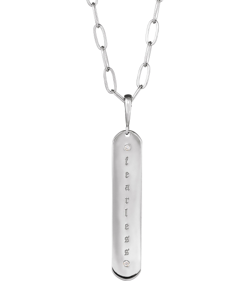 88540 Necklace Set Sterling Silver Round Natural Diamond 1Mm .0075 Ctw I1, G-H 18 In Polished .0075 Ctw Natural Diamond Engravable Elongated Bar Necklace