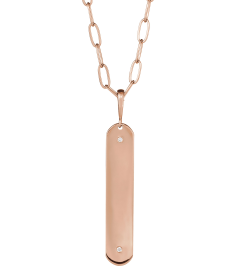 88540 Necklace Set 14K Rose Round Natural Diamond 1Mm .0075 Ctw I1, G-H 18 In Polished .0075 Ctw Natural Diamond Engravable Elongated Bar Necklace