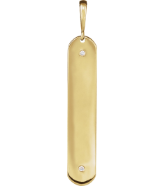 88540 Pendant Set 14K Yellow Round Natural Diamond 1Mm .0075 Ctw I1, G-H Polished .0075 Ctw Natural Diamond Engravable Elongated Bar Pendant