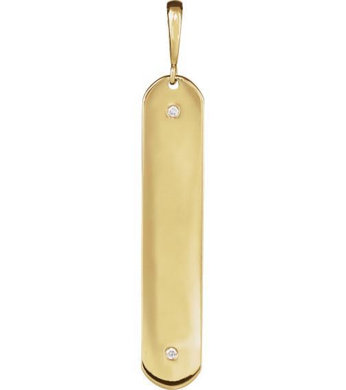 88540 Pendant Set 14K Yellow Round Natural Diamond 1Mm .0075 Ctw I1, G-H Polished .0075 Ctw Natural Diamond Engravable Elongated Bar Pendant