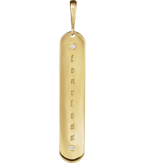 88540 Pendant Set 14K Yellow Round Natural Diamond 1Mm .0075 Ctw I1, G-H Polished .0075 Ctw Natural Diamond Engravable Elongated Bar Pendant
