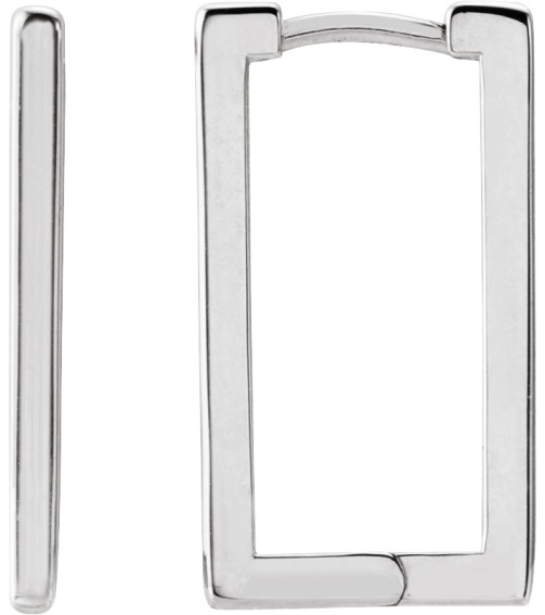 88559 Earring 14K White 20 X 11 Mm 1.6 Each Hinged Polished Geometric Hinged Hoop Earring