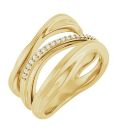 126762 Ring Set 14K Yellow Natural Diamond Round 1 Mm Polished .07 Ctw Natural Diamond Freeform Ring