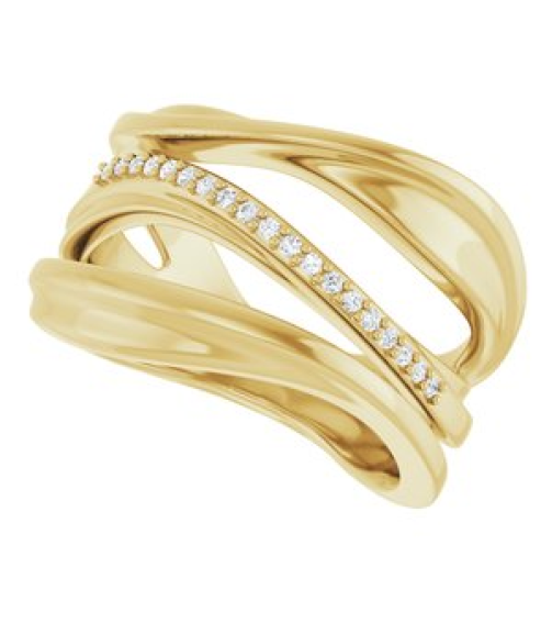 126762 Ring Set 14K Yellow Natural Diamond Round 1 Mm Polished .07 Ctw Natural Diamond Freeform Ring
