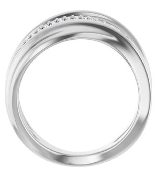 126762 Ring Set Sterling Silver Natural Diamond Round 1 Mm Polished .07 Ctw Natural Diamond Freeform Ring