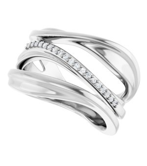 126762 Ring Set 14K White Natural Diamond Round 1 Mm Polished .07 Ctw Natural Diamond Freeform Ring