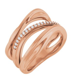 126762 Ring Set 14K Rose Natural Diamond Round 1 Mm Polished .07 Ctw Natural Diamond Freeform Ring