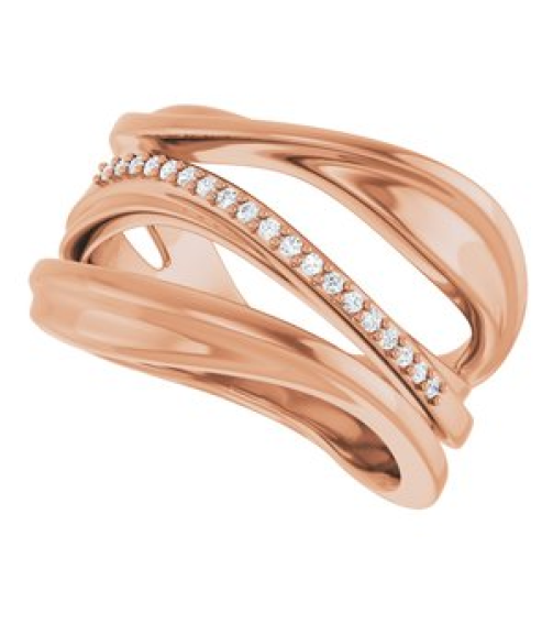 126762 Ring Set 14K Rose Natural Diamond Round 1 Mm Polished .07 Ctw Natural Diamond Freeform Ring