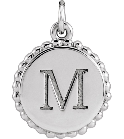 86472 Pendant Sterling Silver 18.3 X 13.8 Mm Polished Engravable Round Beaded Pendant