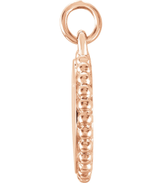 86472 Pendant 14K Rose 18.3 X 13.8 Mm Polished Engravable Round Beaded Pendant