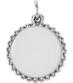 86472 Pendant Platinum 18.3 X 13.8 Mm Polished Engravable Round Beaded Pendant