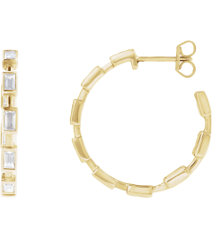 689134 Earring Set 14K Yellow 24.5 Mm 2.9 Mm Lab-Grown Diamond Straight Baguette 3.5 X 1.8Mm 1 14 Ctw Si1-Si2, Gh Pair Friction Backs Included Polished 1 14 Ctw Lab-Grown Diamond Hoop Earrings