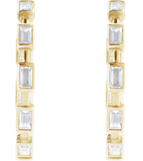 689134 Earring Set 14K Yellow 24.5 Mm 2.9 Mm Lab-Grown Diamond Straight Baguette 3.5 X 1.8Mm 1 14 Ctw Si1-Si2, Gh Pair Friction Backs Included Polished 1 14 Ctw Lab-Grown Diamond Hoop Earrings