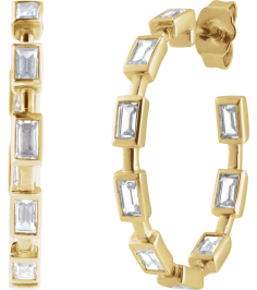 689134 Earring Set 14K Yellow 24.5 Mm 2.9 Mm Lab-Grown Diamond Straight Baguette 3.5 X 1.8Mm 1 14 Ctw Si1-Si2, Gh Pair Friction Backs Included Polished 1 14 Ctw Lab-Grown Diamond Hoop Earrings