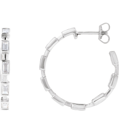 689134 Earring Set 14K White 24.5 Mm 2.9 Mm Lab-Grown Diamond Straight Baguette 3.5 X 1.8Mm 1 14 Ctw Si1-Si2, Gh Pair Friction Backs Included Polished 1 14 Ctw Lab-Grown Diamond Hoop Earrings