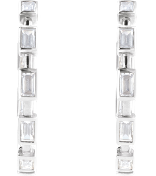 689134 Earring Set 14K White 24.5 Mm 2.9 Mm Lab-Grown Diamond Straight Baguette 3.5 X 1.8Mm 1 14 Ctw Si1-Si2, Gh Pair Friction Backs Included Polished 1 14 Ctw Lab-Grown Diamond Hoop Earrings