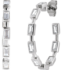 689134 Earring Set 14K White 24.5 Mm 2.9 Mm Lab-Grown Diamond Straight Baguette 3.5 X 1.8Mm 1 14 Ctw Si1-Si2, Gh Pair Friction Backs Included Polished 1 14 Ctw Lab-Grown Diamond Hoop Earrings