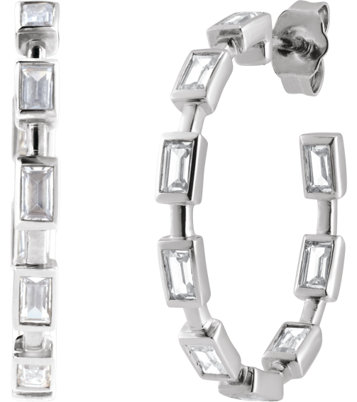 689134 Earring Set 14K White 24.5 Mm 2.9 Mm Lab-Grown Diamond Straight Baguette 3.5 X 1.8Mm 1 14 Ctw Si1-Si2, Gh Pair Friction Backs Included Polished 1 14 Ctw Lab-Grown Diamond Hoop Earrings