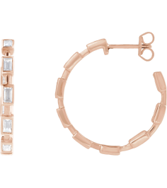 689134 Earring Set 14K Rose 24.5 Mm 2.9 Mm Lab-Grown Diamond Straight Baguette 3.5 X 1.8Mm 1 14 Ctw Si1-Si2, Gh Pair Friction Backs Included Polished 1 14 Ctw Lab-Grown Diamond Hoop Earrings