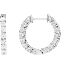 689135 Earring Set 14K White 19.7 Mm 2.9 Mm Natural Diamond Round 2.8Mm 2 15 Ctw I1, Gh Pair Hinged Polished 2 15 Ctw Natural Diamond Inside-Outside Hoop Earrings