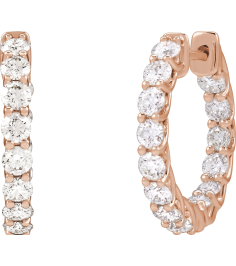 689135 Earring Set 14K Rose 19.7 Mm 2.9 Mm Natural Diamond Round 2.8Mm 2 15 Ctw I1, Gh Pair Hinged Polished 2 15 Ctw Natural Diamond Inside-Outside Hoop Earrings