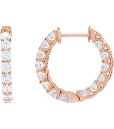 689135 Earring Set 14K Rose 19.7 Mm 2.9 Mm Lab-Grown Diamond Round 2.8Mm 2 15 Ctw Si1-Si2, Gh Pair Hinged Polished 2 15 Ctw Lab-Grown Diamond Inside-Outside Hoop Earrings