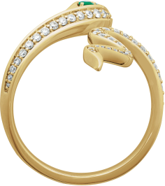 689137 Ring Set 14K Yellow Natural Emerald Round 2.5 Mm Natural Diamond Polished Natural Emerald And 13 Ctw Natural Diamond Snake Ring