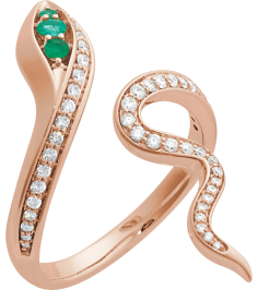 689137 Ring Set 14K Rose Natural Emerald Round 2.5 Mm Natural Diamond Polished Natural Emerald And 13 Ctw Natural Diamond Snake Ring
