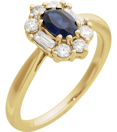689138 Ring Set 14K Yellow Lab-Grown Blue Sapphire Oval 6 X 4 Mm Natural Diamond Polished Lab-Grown Blue Sapphire And 38 Ctw Natural Diamond Ring